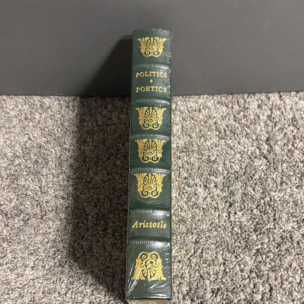 Aristotle Politics & Poetics Decorative Green Leather Book